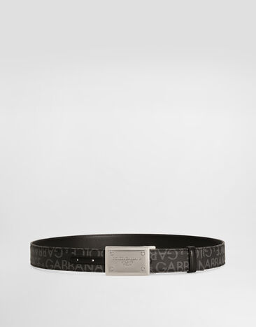 Dolce&Gabbana Coated jacquard belt with logo tag Black BC4824AJ705