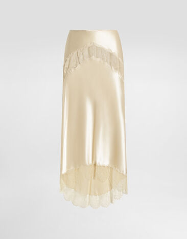 Dolce & Gabbana Silk satin skirt Beige F4DD1TFU1AU
