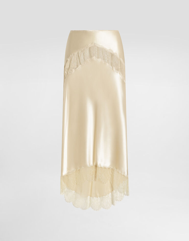 Dolce & Gabbana Silk satin skirt Beige F4DD1TFU1AU