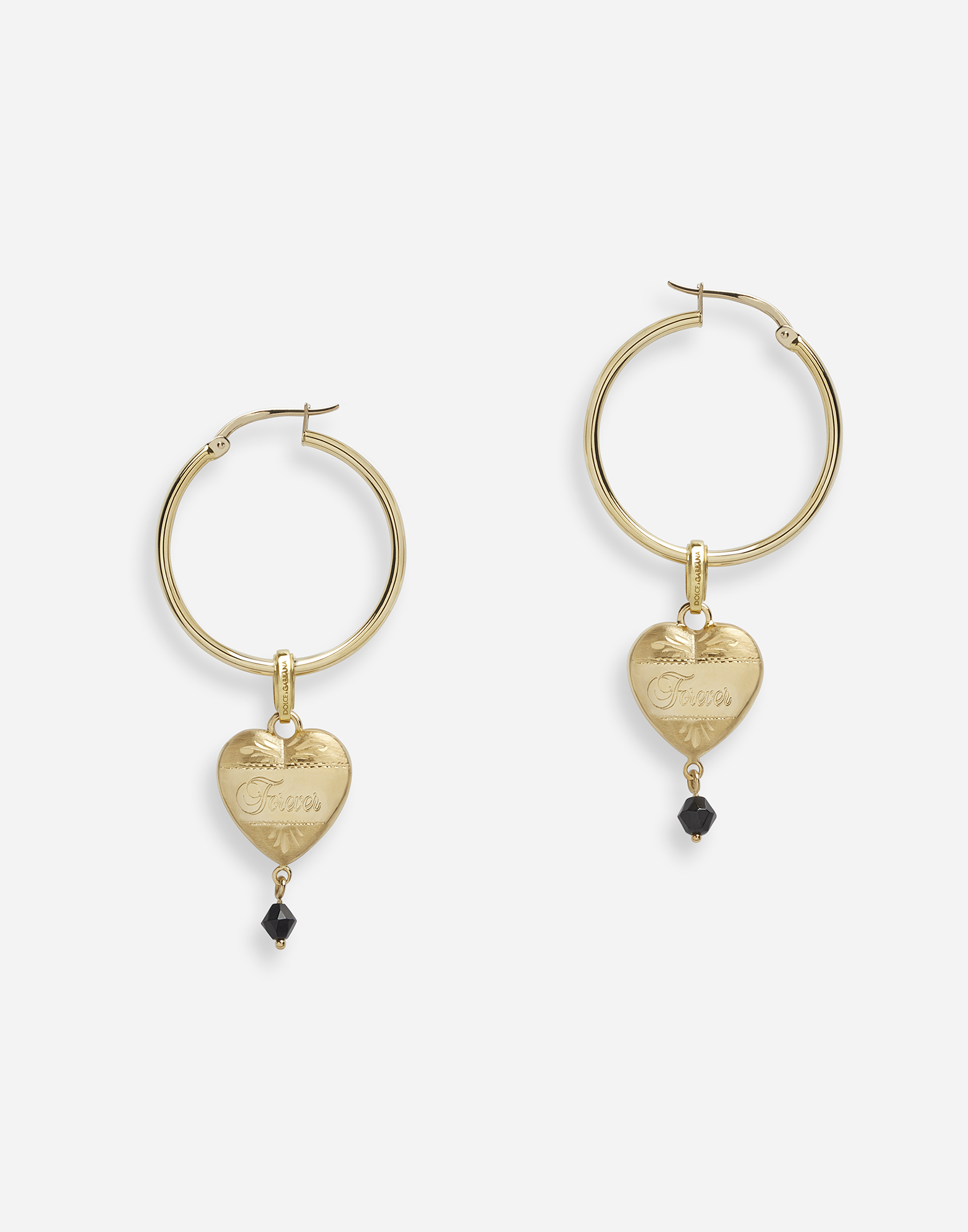 Dolce & Gabbana Hoop earrings with heart pendant Yellow Gold WALD1GWDPEY