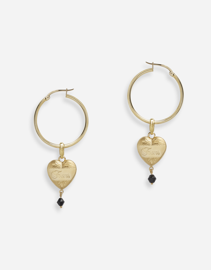 Hoop earrings with heart pendant in Gold for Dolce Gabbana US