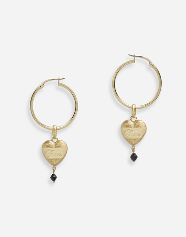 Dolce & Gabbana Hoop earrings with heart pendant Yellow Gold WRLD1GWDWYE