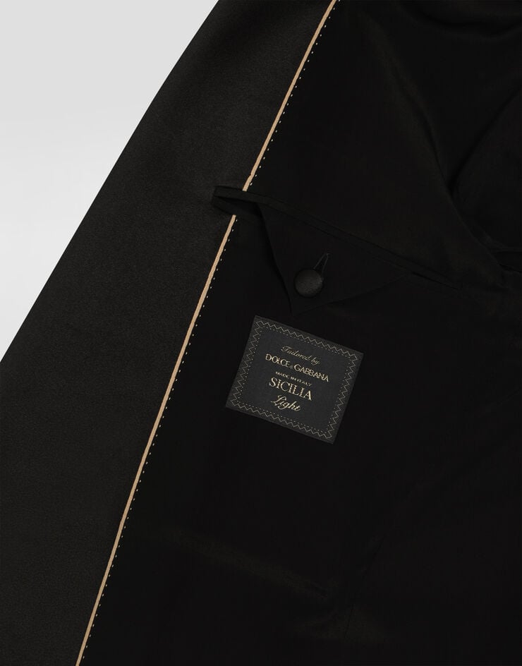 Dolce & Gabbana Einreihiger Anzug aus Leinen-Canvas Black GK04ITFU4MC