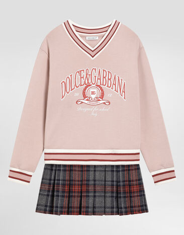 Dolce & Gabbana Fleece and tartan dress with Dolce&Gabbana print Multicolor L5JDAKG7PHB