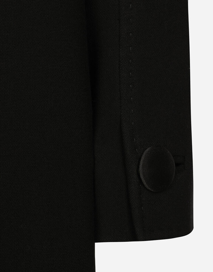 Dolce & Gabbana Kurzer Mantel aus Wolle mit Spitzendetails Black F0E1PTFUBCI