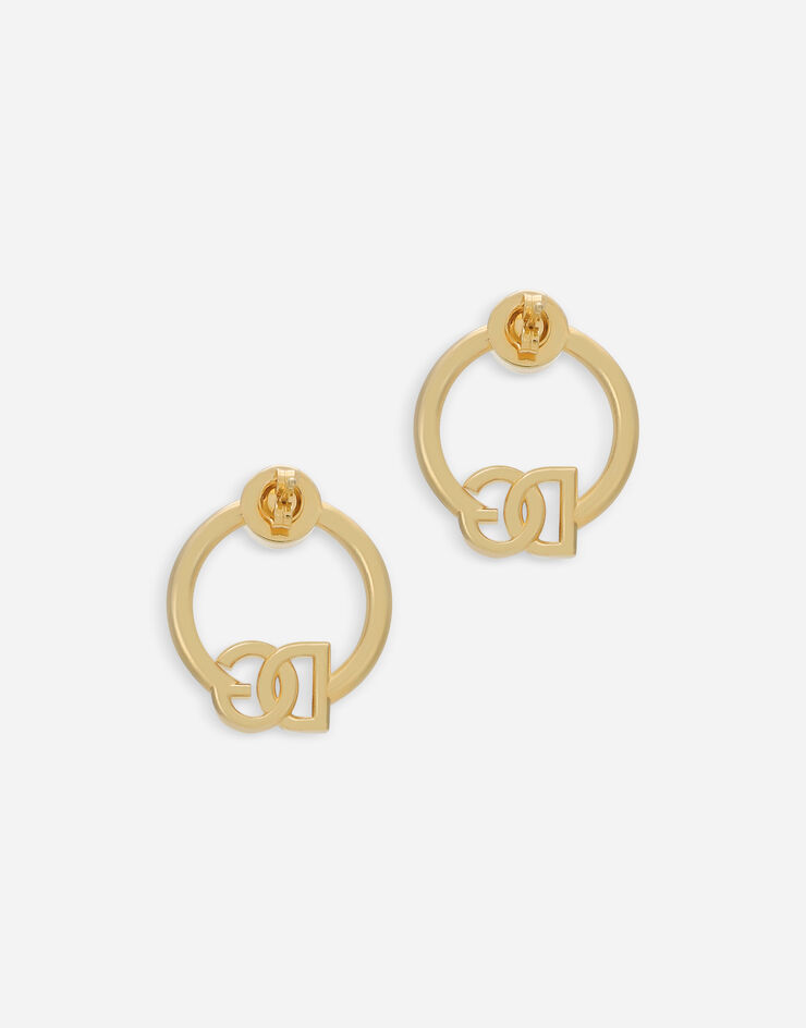 Dolce & Gabbana Hoop earrings with DG logo and rhinestones Gold WEO8L1W1111