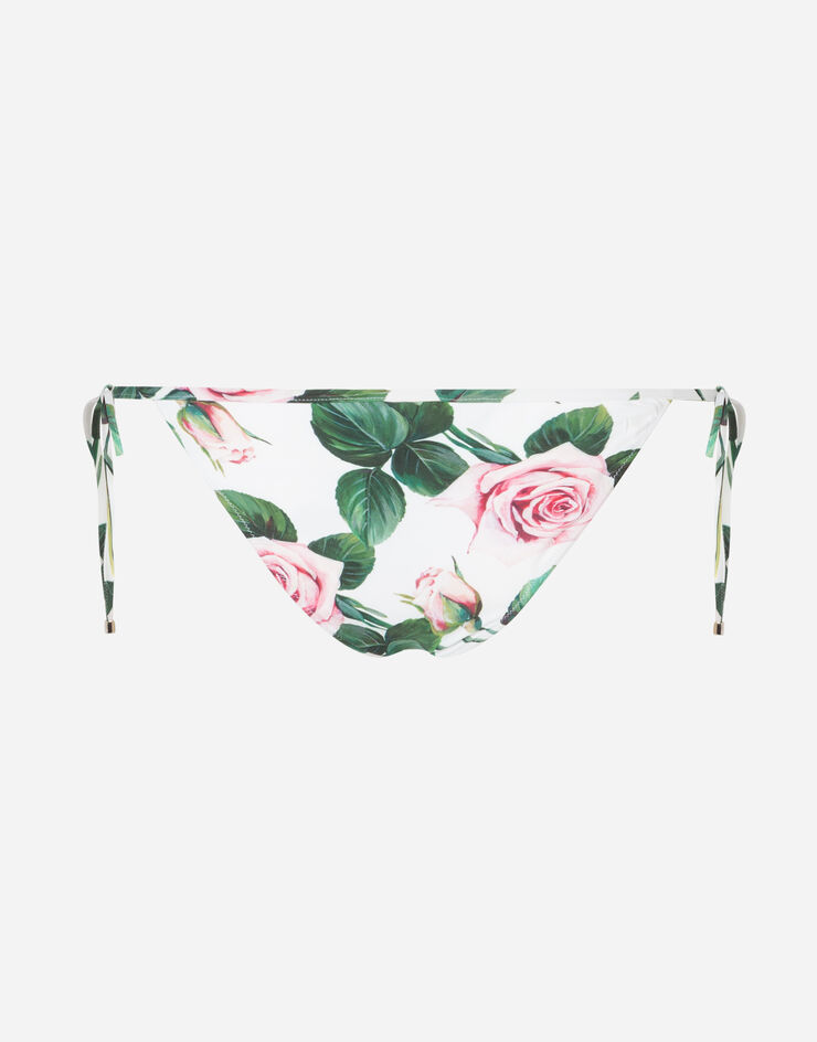 Dolce & Gabbana BIKINI BOTTOMS WITH STRING TIES AND TROPICAL ROSE PRINT ESTAMPADO DE FLORES O2A01JFSGR0