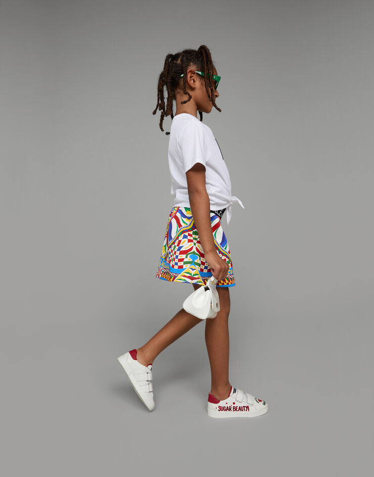 Dolce&Gabbana Jersey T-shirt with Carretto-design DG patch and knot detail White L5JTLPG7J9S