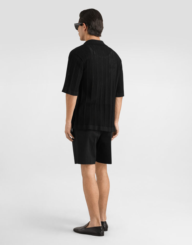 Dolce & Gabbana Perforated cotton shirt Black GXVFZTJBCJN