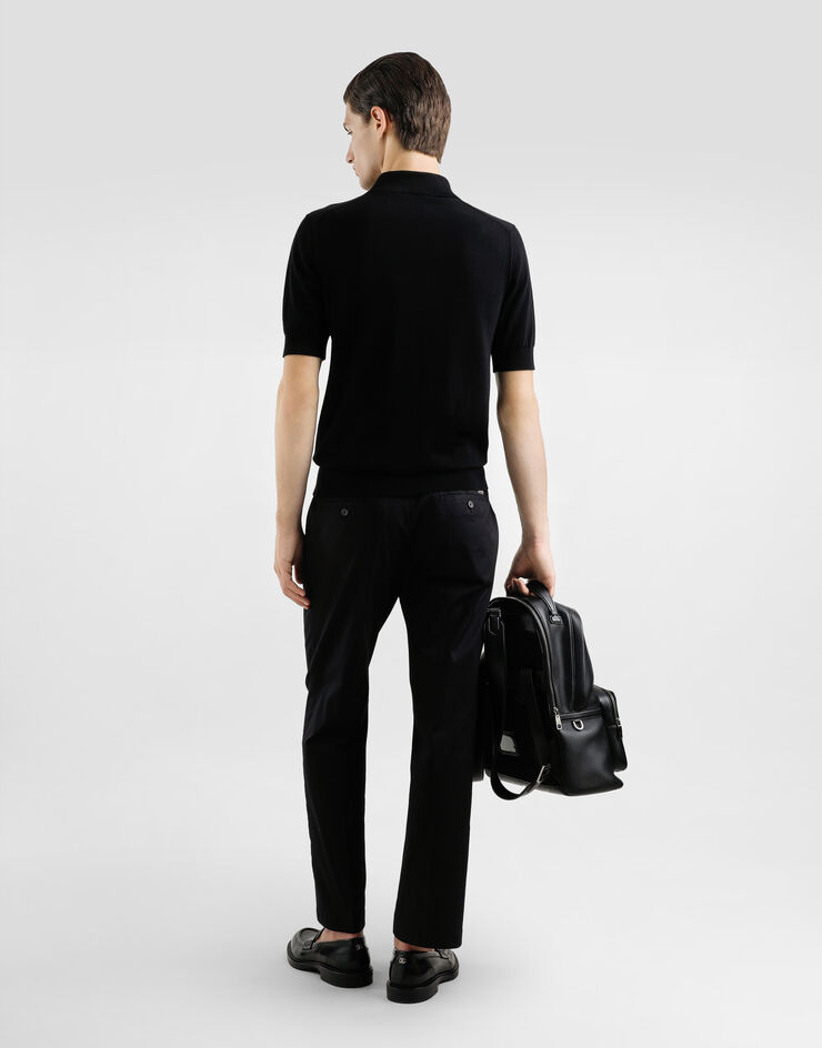 Dolce & Gabbana Polo de algodón con placa con logotipo Negro GXZ02TJBCE9