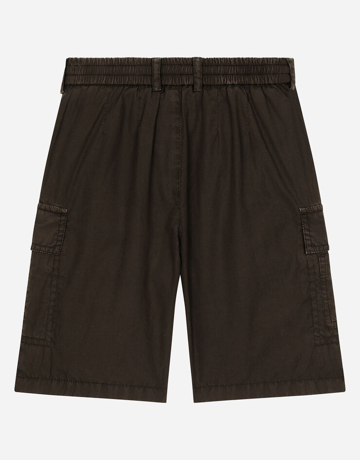 Dolce & Gabbana Cargo-Bermudas aus Popeline mit Logoplakette Braun L43Q53LY089