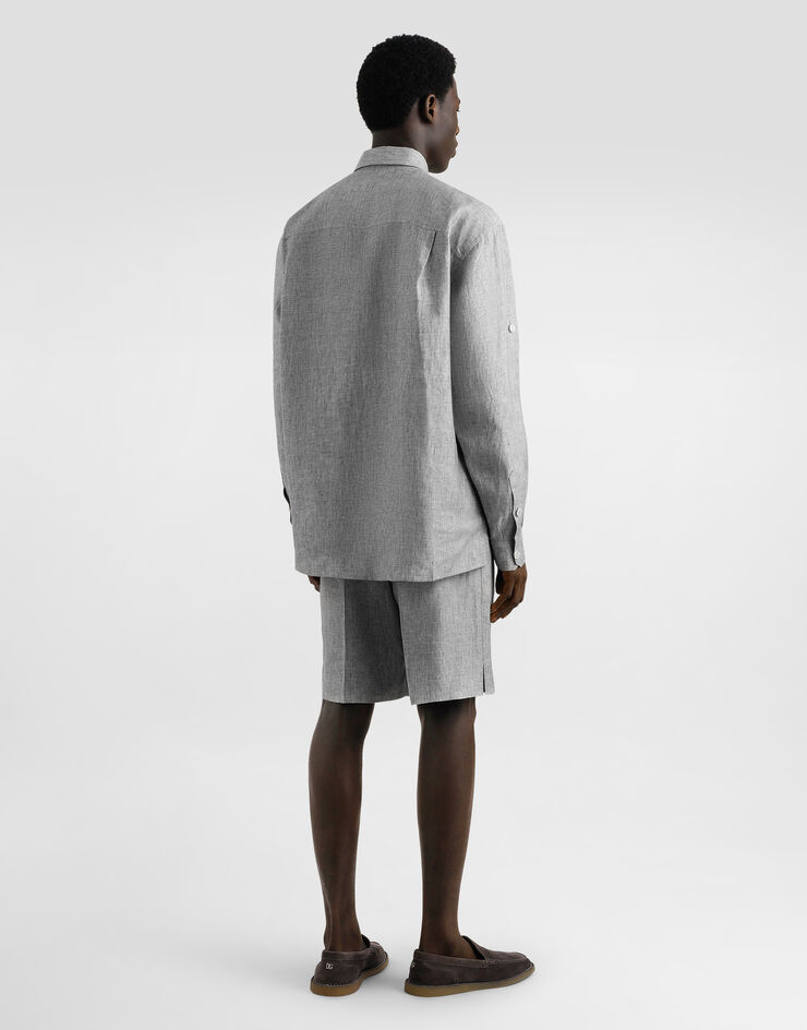 Dolce & Gabbana Camisa en tela de lino lavada Gris G5NI3TFU4MF