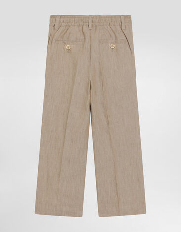 Dolce & Gabbana Twill pants with patch Beige L44P73FU4L0