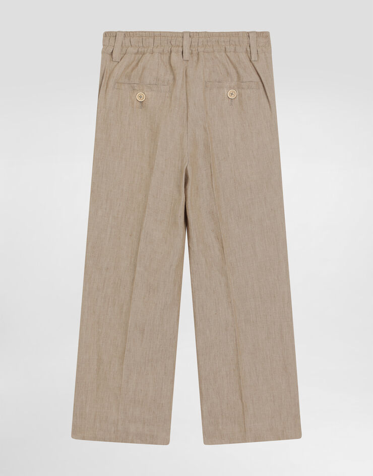 Dolce & Gabbana Twill pants with patch Beige L44P73FU4L0