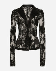 Dolce & Gabbana Floral lace jacket with satin details White F29UCTFU1L6