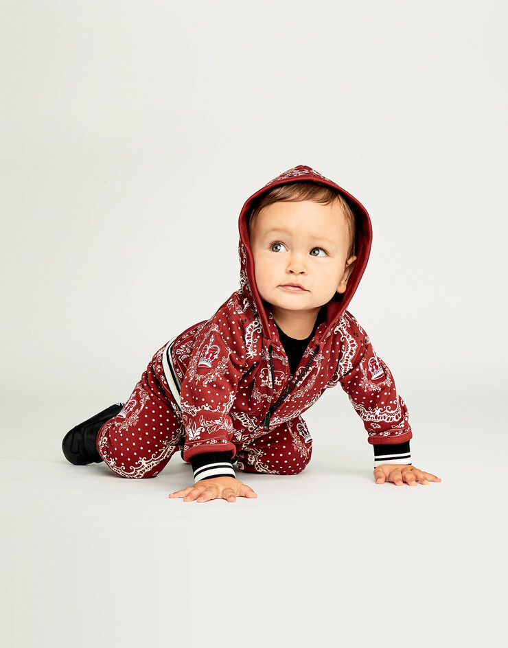 Dolce & Gabbana JERSEY HOODIE WITH BANDANA PRINT ROSSO L1JW2VG7VEU