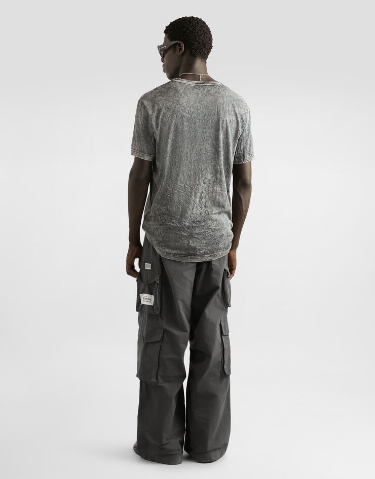 Dolce & Gabbana Marble-effect cotton t-shirt with print Black G8RN8TG7POI