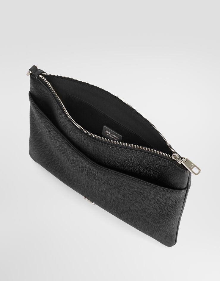 Dolce & Gabbana Calfskin toiletry bag with logo Dolce & Gabbana Calfskin toiletry bag with logo Black BP3294A0370