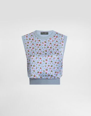 Dolce & Gabbana Small rose-print silk tank top Multicolor FXT43TJBSOQ