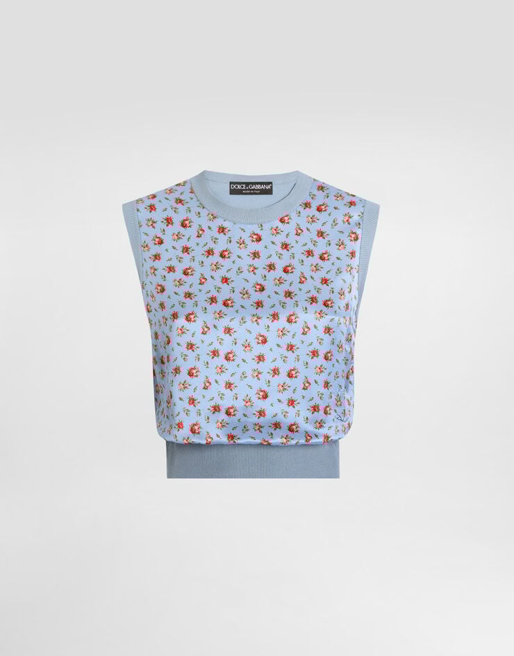 Dolce & Gabbana Small rose-print silk tank top Multicolor FXT43TJBSOQ