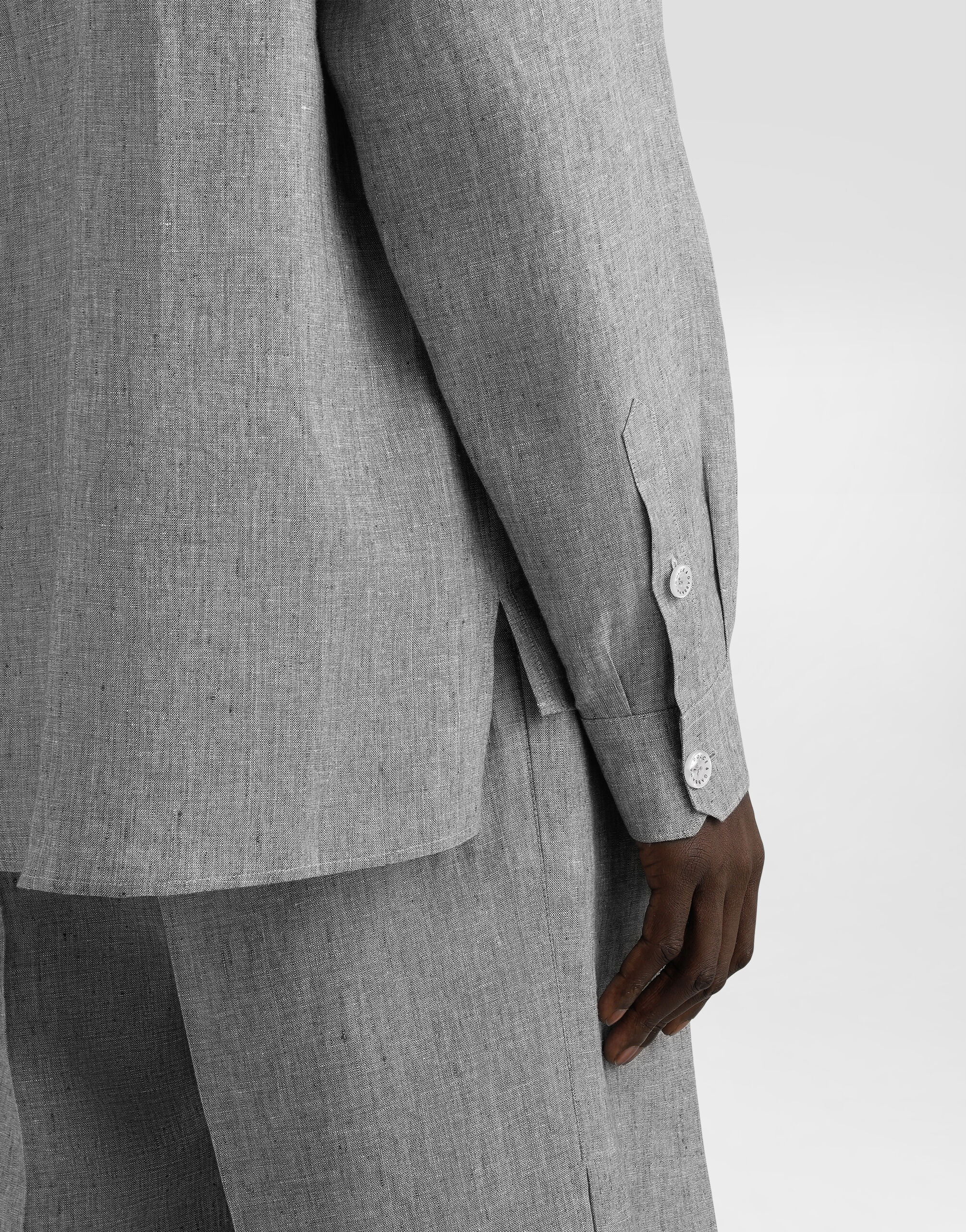 Washed linen canvas shirt in Grey for Men | Dolce&Gabbana® US