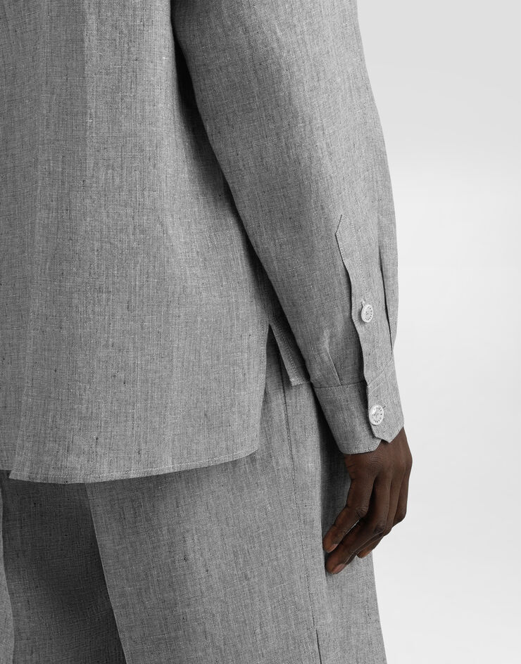 Dolce & Gabbana Camisa en tela de lino lavada Gris G5NI3TFU4MF