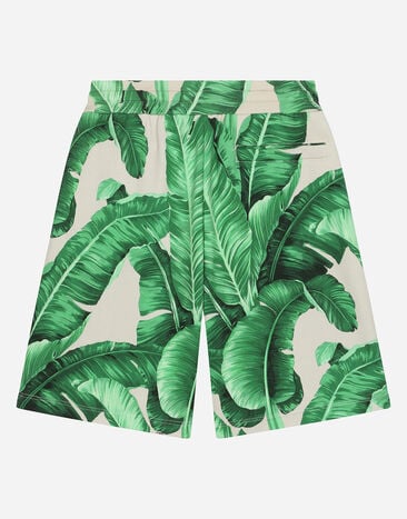 Dolce & Gabbana Jersey jogging shorts with banana-tree print Print L4JQS3HS7NJ