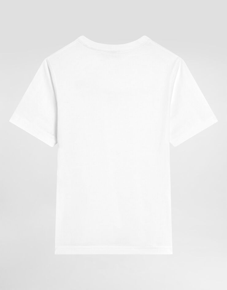 Dolce & Gabbana Short-sleeved jersey t-shirt with Dolce&Gabbana print White L4JTHUG7PBN
