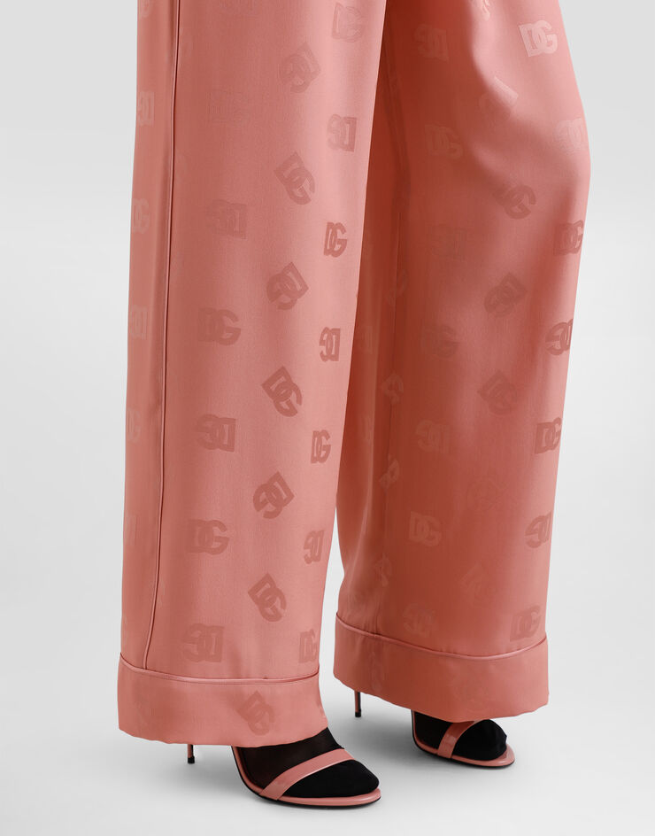 Dolce & Gabbana 整体 DG 徽标提花丝缎睡裤 Pink FTAMPTFJ1JO
