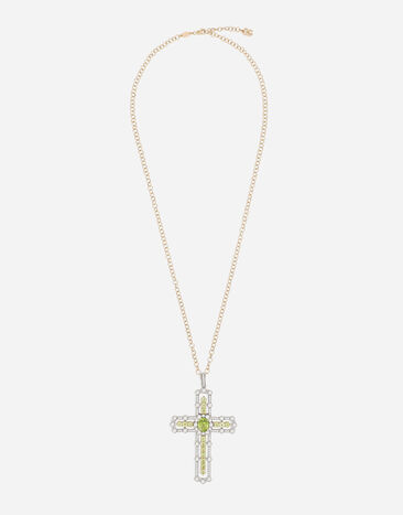 Dolce & Gabbana Tradition pendant in yellow and white gold 18kt with peridots and diamonds Yellow WAQP2GWSAP1
