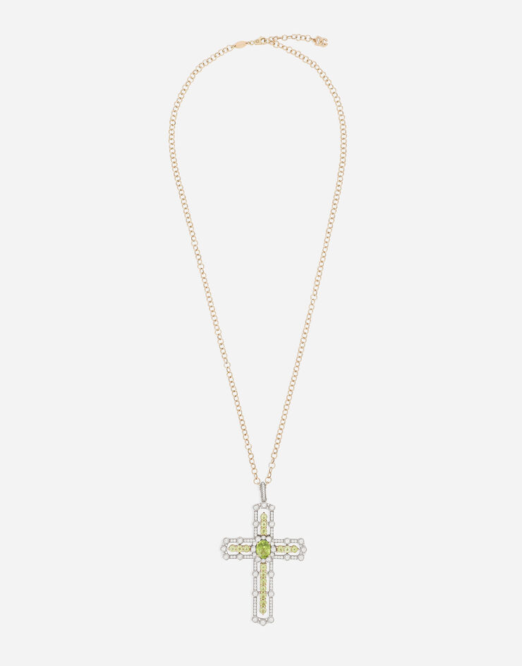 Dolce & Gabbana Tradition pendant in yellow and white gold 18kt with peridots and diamonds Yellow WAQP4GWPER1