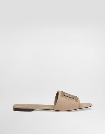 Dolce & Gabbana Mules en daim avec strass thermocollés Beige CQ0666AV148