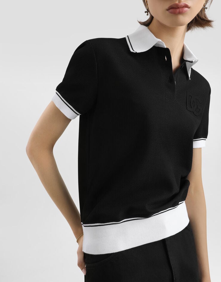 Dolce & Gabbana Polo en piqué avec broderie Dolce & Gabbana Polo en piqué avec broderie Noir F8V33ZGDDMH