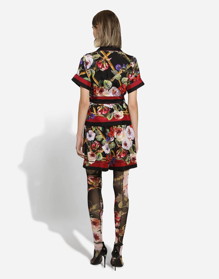 Dolce & Gabbana Short de pyjama en sergé à imprimé roseraie Imprimé FTAM7THI1RG