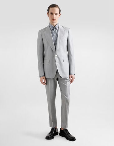 Dolce & Gabbana Deconstructed single-breasted silk suit Grey GK020TFU1NH