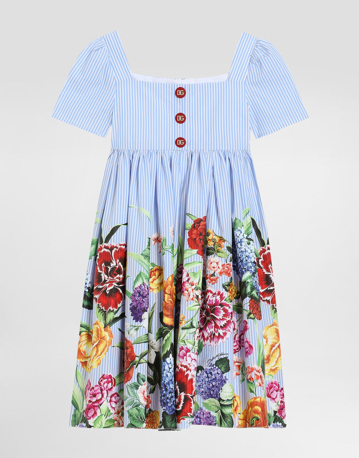 Dolce & Gabbana Robe en popeline rayée à imprimé fleurs Imprimé L54DG6FI5K7