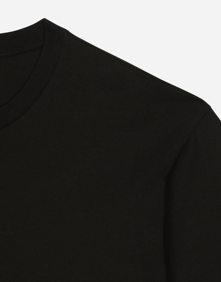 Dolce & Gabbana Camiseta de algodón con parche DG de strass Negro G8PN9ZG7K1P