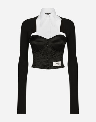 Dolce & Gabbana KIM DOLCE&GABBANA Top tipo corsé de punto, raso y popelina Multicolor F777NTGDBQ0