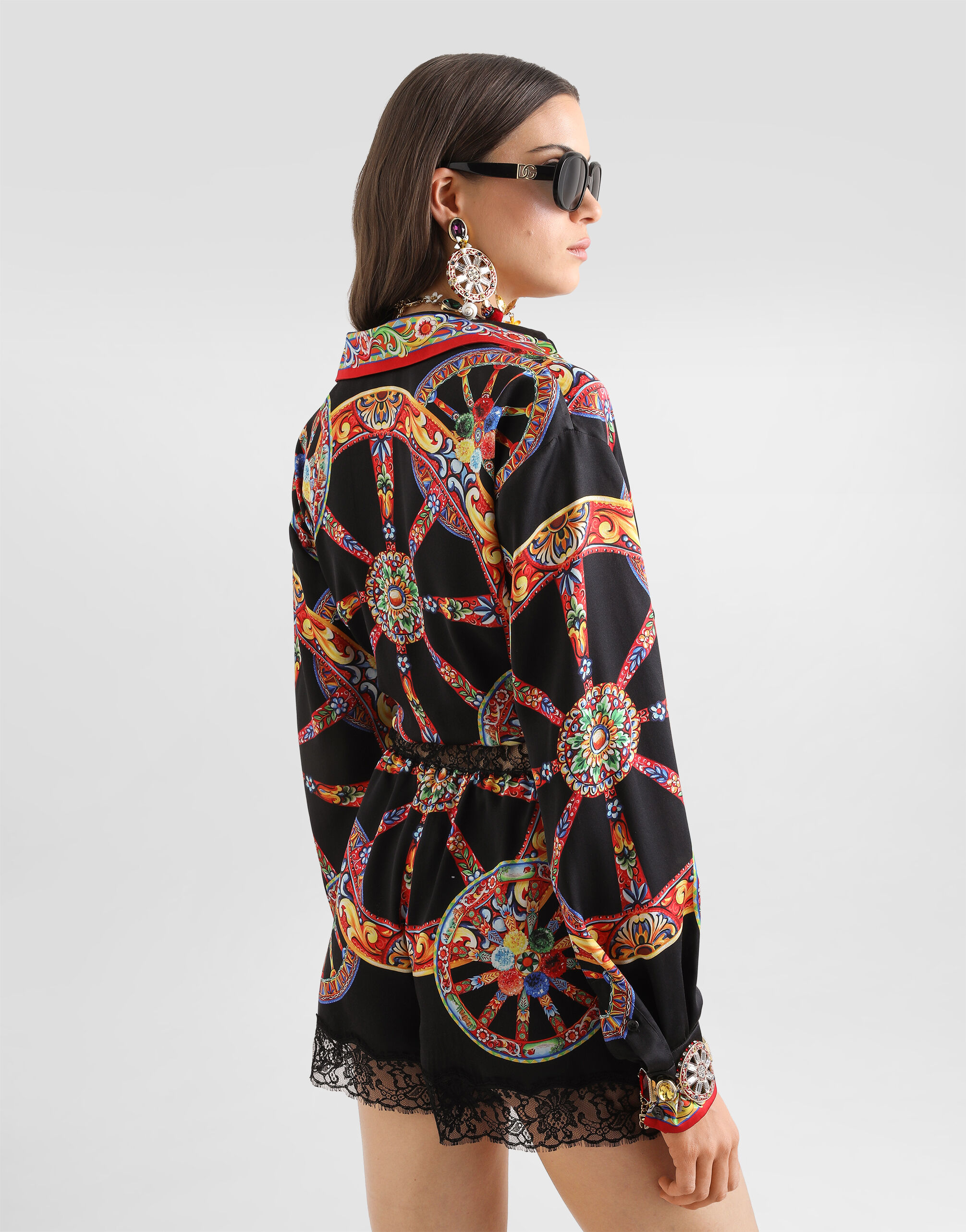 Carretto-print satin jumpsuit in Multicolor for Women | Dolce&Gabbana®