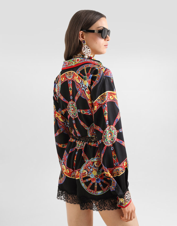 Dolce & Gabbana Carretto-print satin jumpsuit Multicolor F616OTGDDVJ