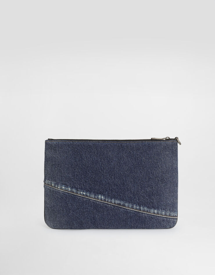 Dolce & Gabbana Denim patchwork necessaire Blue BP3294AY768