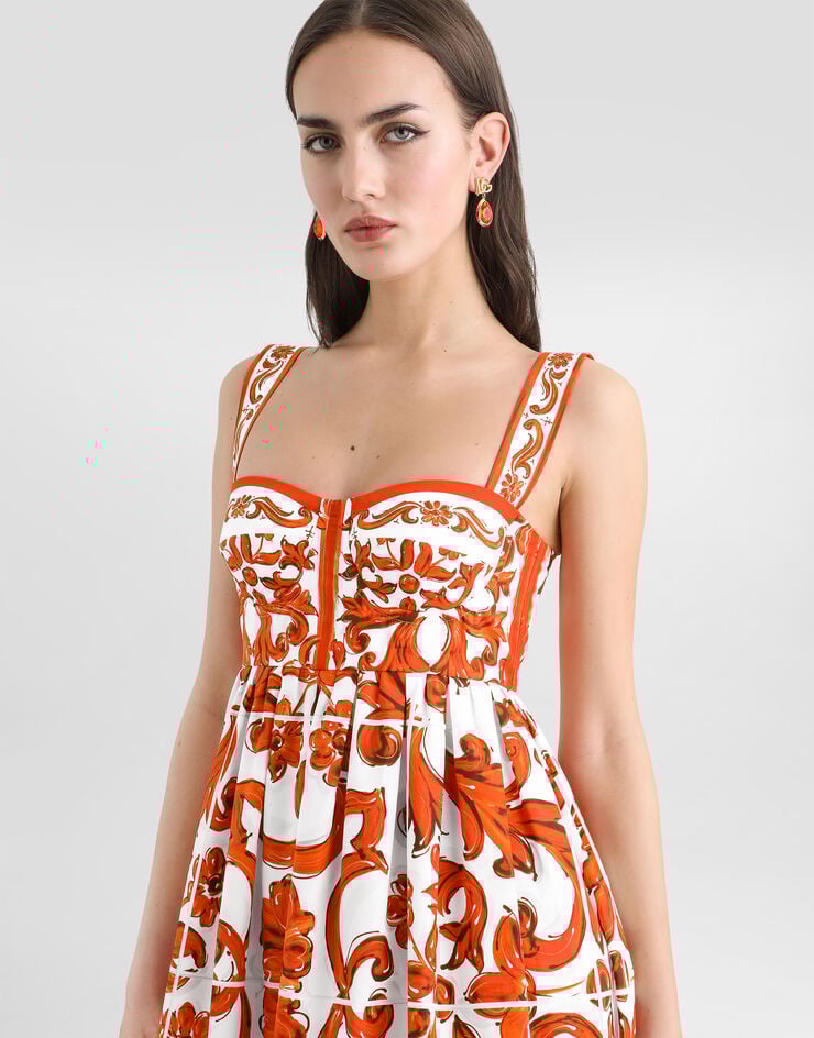 Dolce & Gabbana Majolica-print poplin short dress Multicolor F6UT1TGDDRL