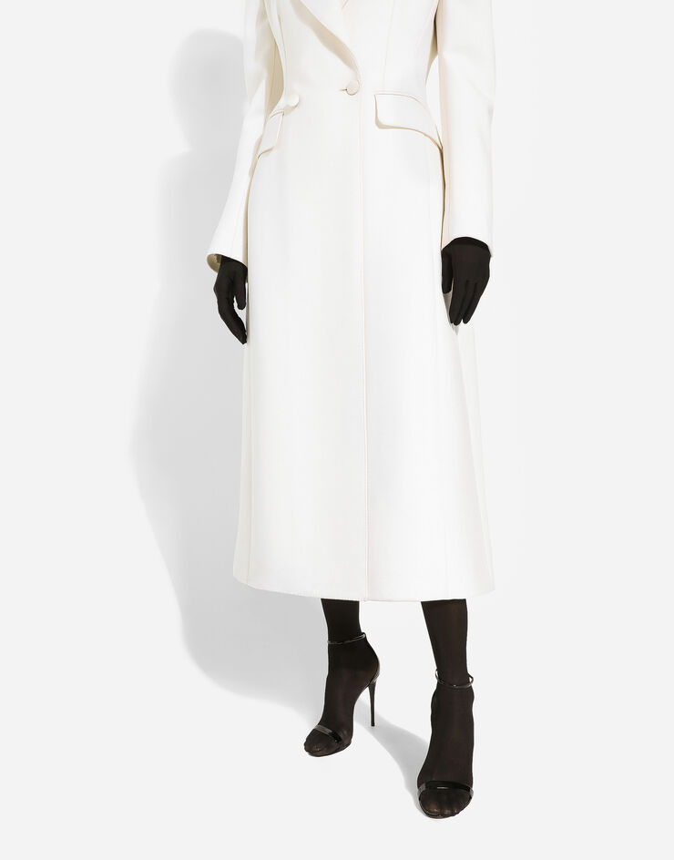 Dolce&Gabbana Long double-breasted wool cady coat Blanc F0W0ITHUMTB