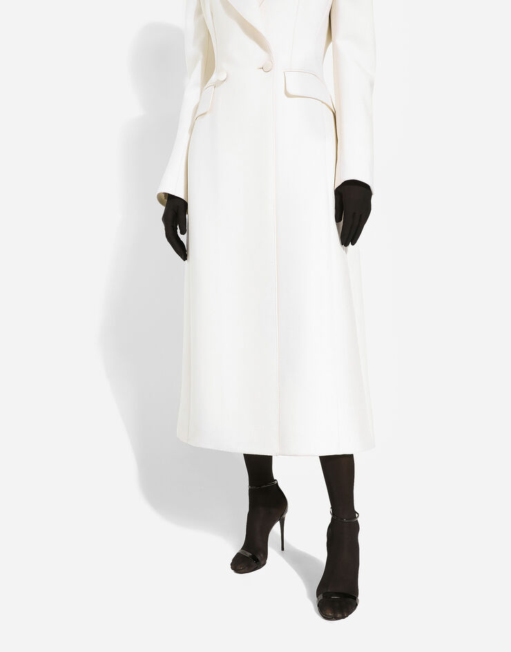 Dolce&Gabbana Long double-breasted wool cady coat Bianco F0W0ITHUMTB