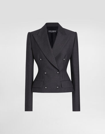 Dolce & Gabbana Double-breasted Dolce jacket with DG-branded buttons Grey F27DJTFU287