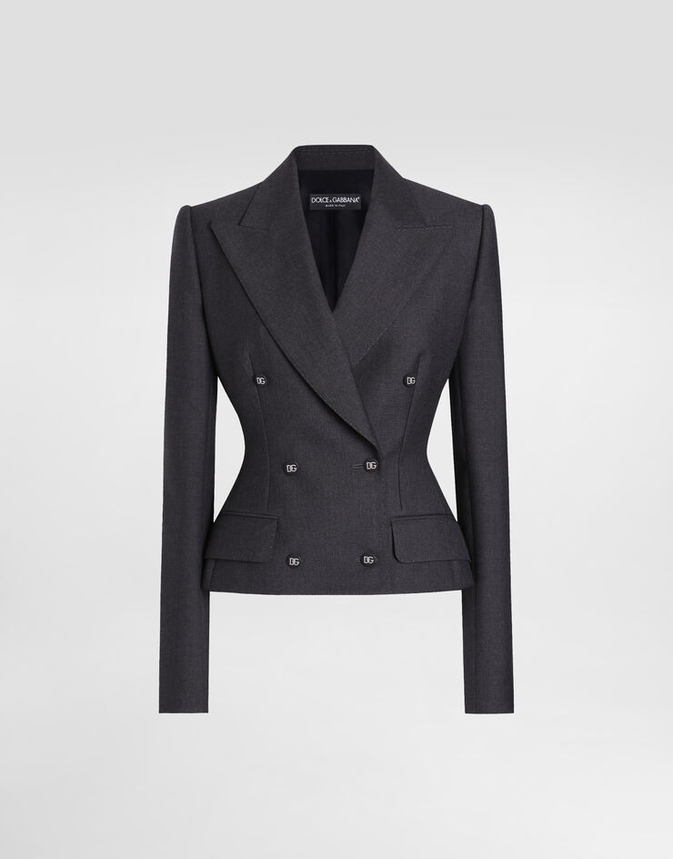 Dolce & Gabbana Double-breasted Dolce jacket with DG-branded buttons Grey F27DJTFU287