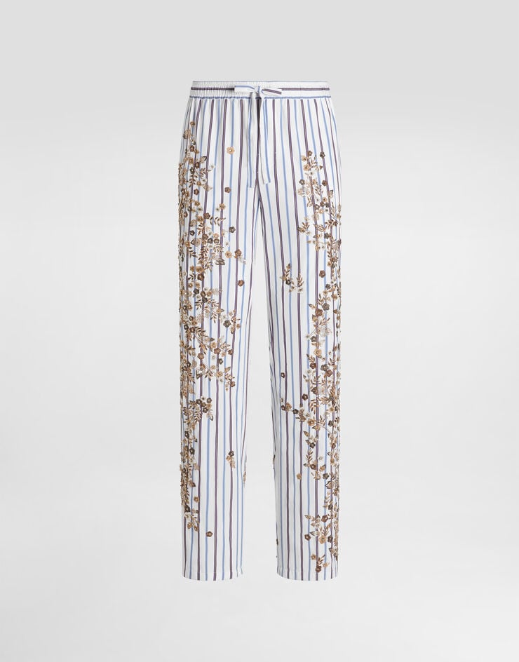 Dolce & Gabbana Cotton-silk vanity trousers with embroidery Dolce & Gabbana Cotton-silk vanity trousers with embroidery Multicolor GVRMAZGK203