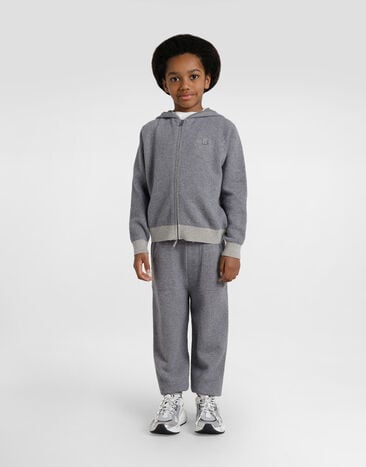 Dolce & Gabbana Cardigan en molleton de laine et cachemire Grey L4KWH7JGMB8