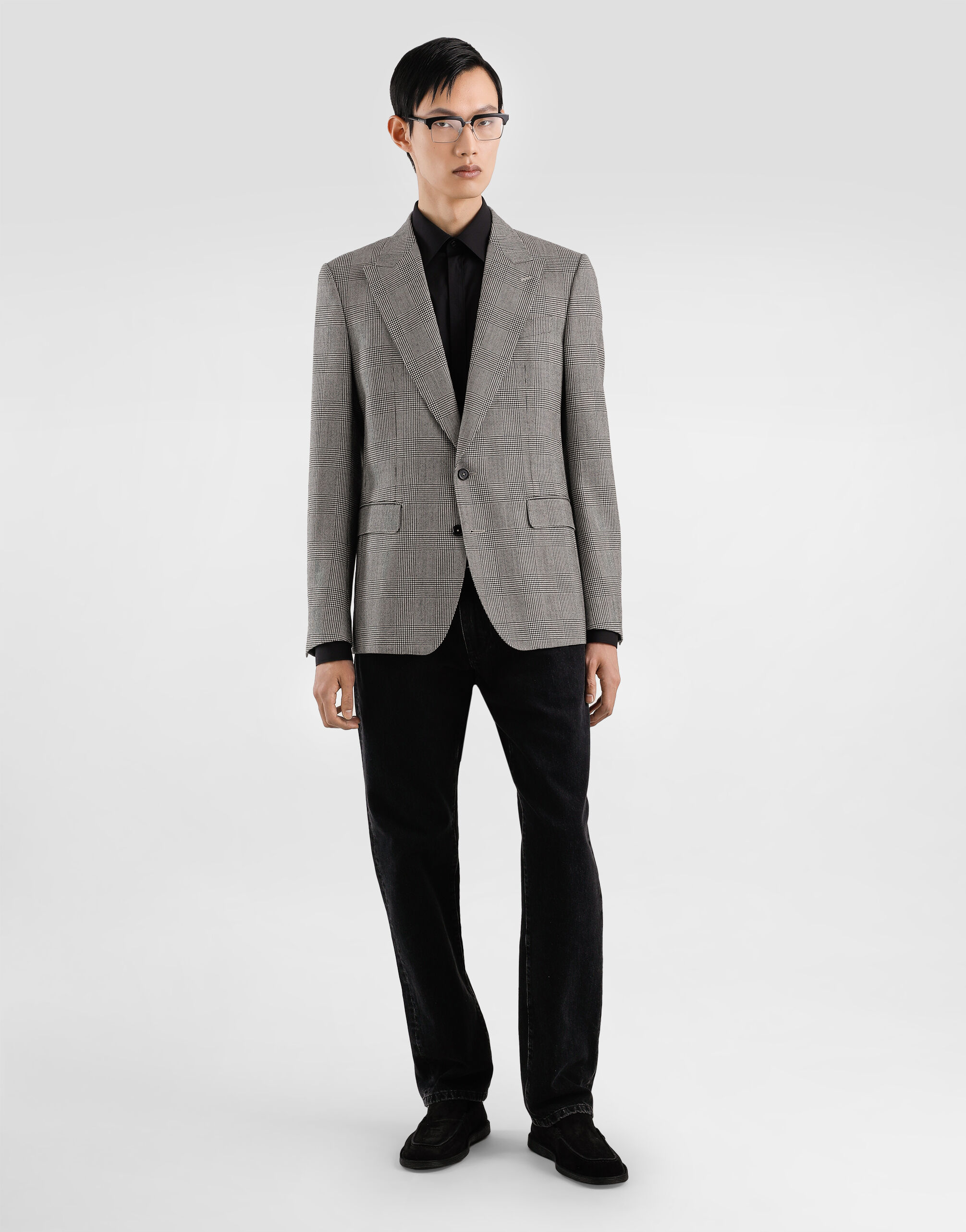 Glen plaid single-breasted sicilia light jacket in Multicolor for