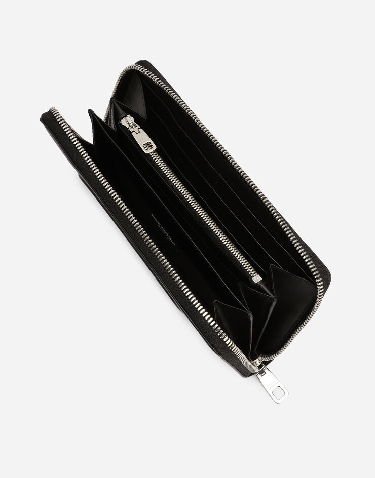 Dolce&Gabbana Zip-around calfskin wallet with raised logo Black BP1672AG218
